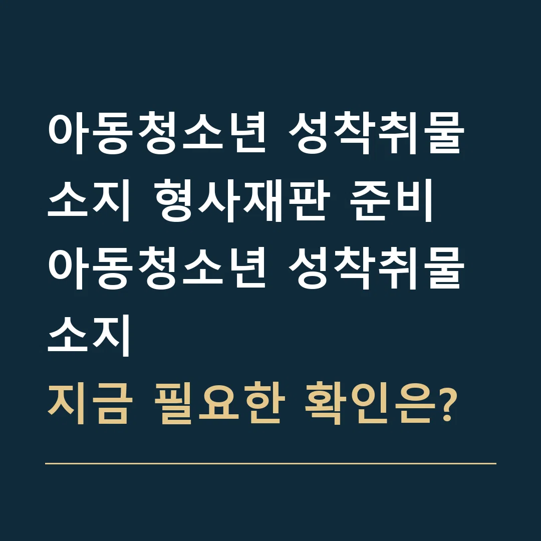 아동청소년 성착취물 소지 형사재판 준비 · 아동청소년 성착취물 소지
지금 필요한 확인은?