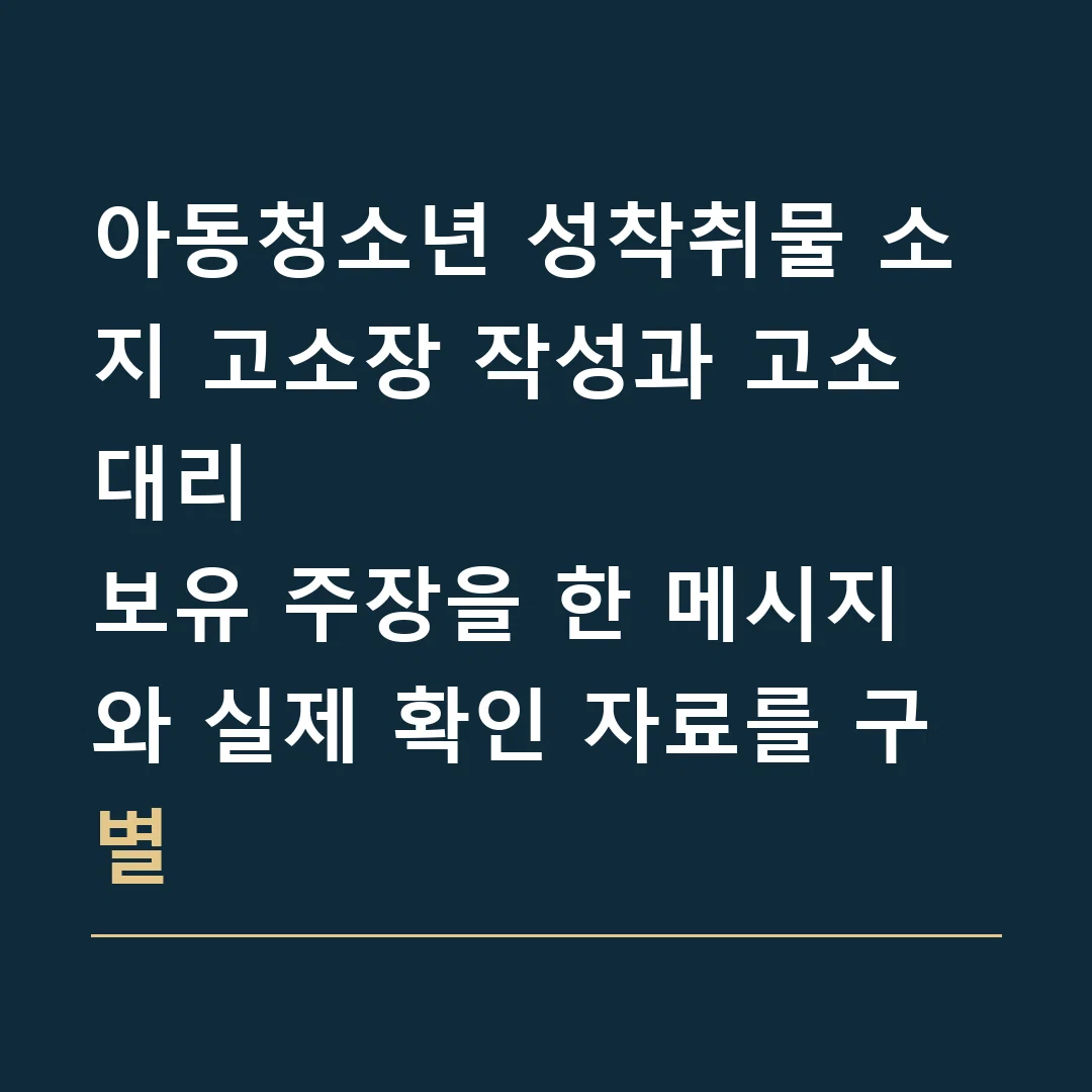 아동청소년 성착취물 소지 고소장 작성과 고소대리 · 보유 주장을 한 메시지와 실제 확인 자료를 구별