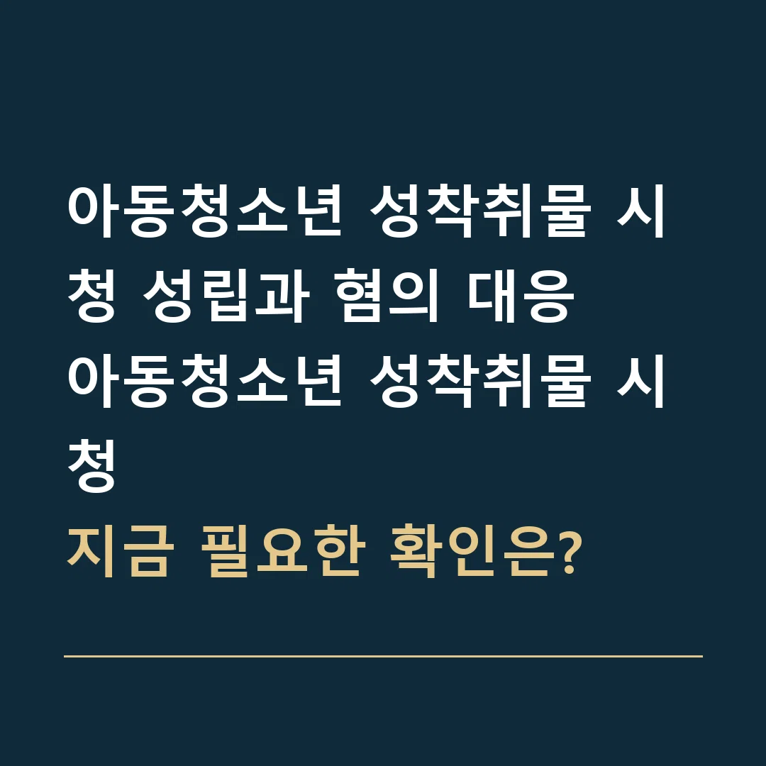 아동청소년 성착취물 시청 성립과 혐의 대응 · 아동청소년 성착취물 시청
지금 필요한 확인은?