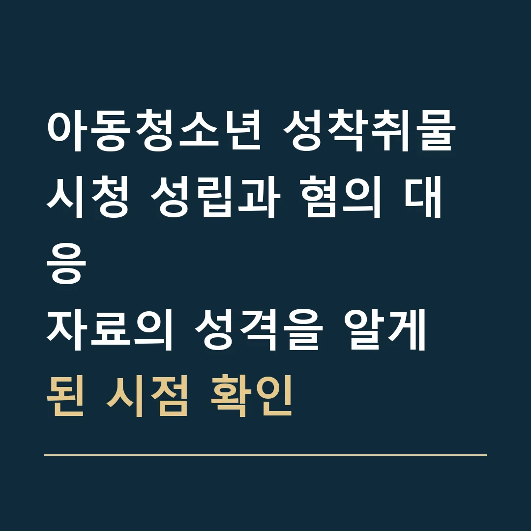아동청소년 성착취물 시청 성립과 혐의 대응 · 자료의 성격을 알게 된 시점 확인