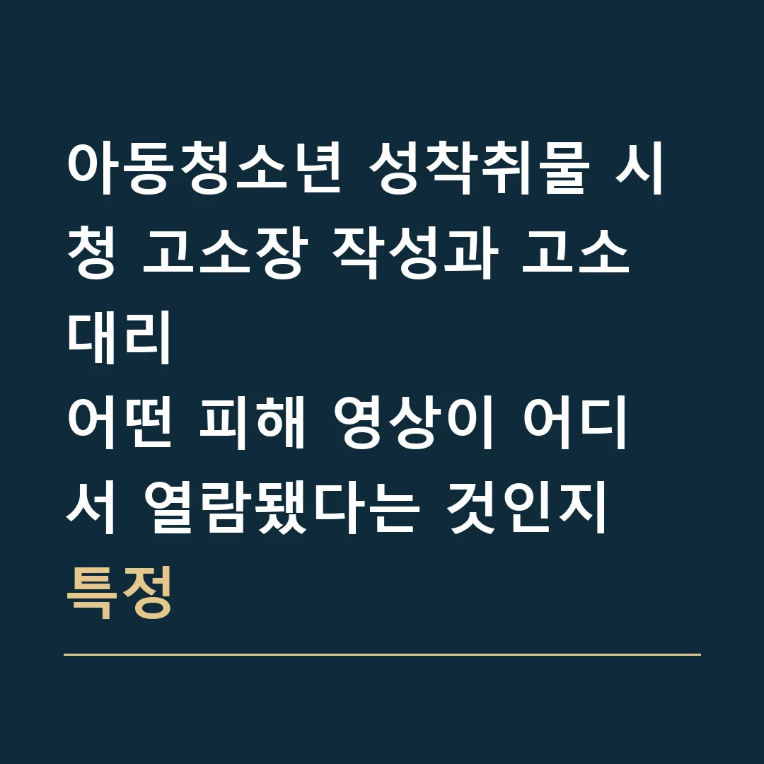 아동청소년 성착취물 시청 고소장 작성과 고소대리 · 어떤 피해 영상이 어디서 열람됐다는 것인지 특정