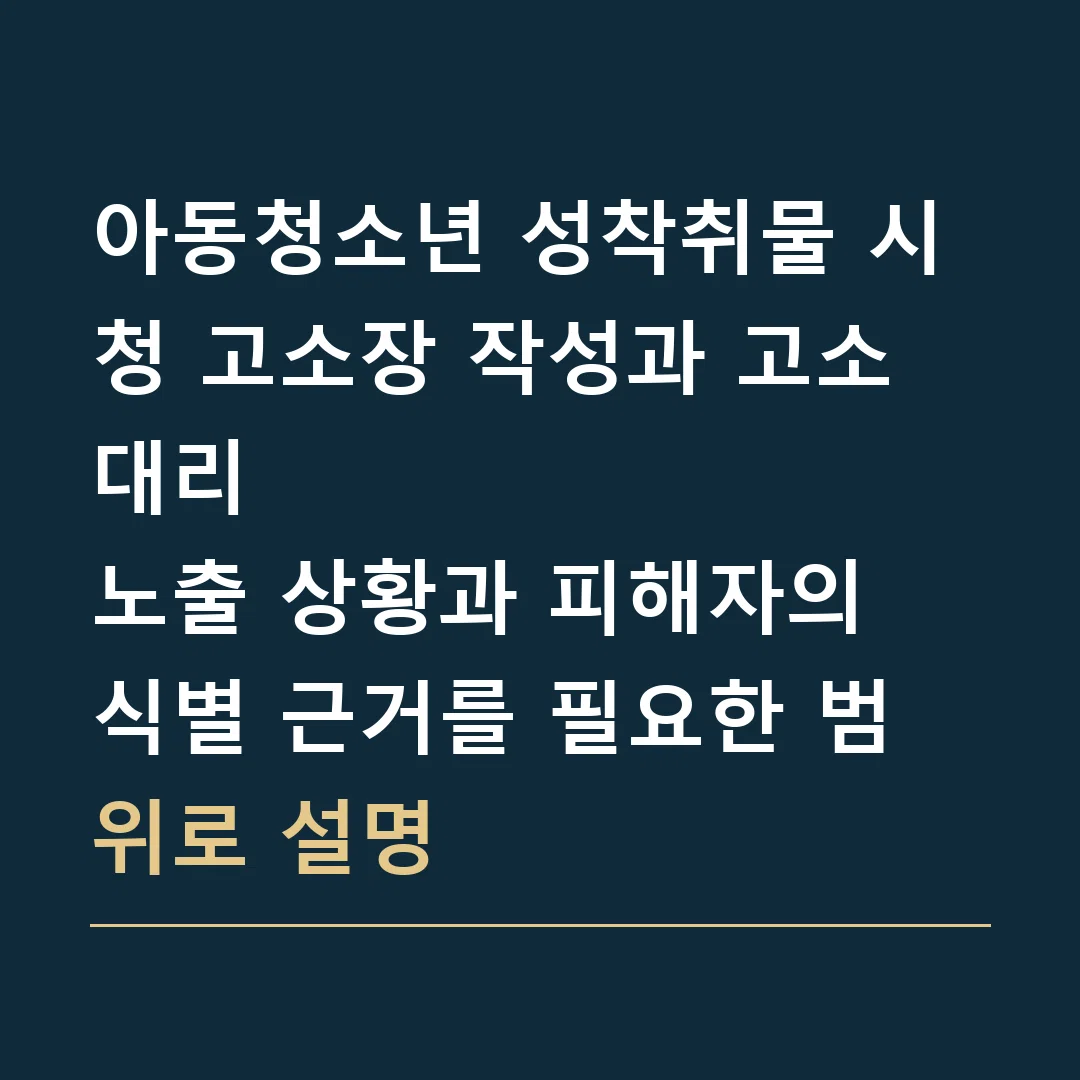아동청소년 성착취물 시청 고소장 작성과 고소대리 · 노출 상황과 피해자의 식별 근거를 필요한 범위로 설명