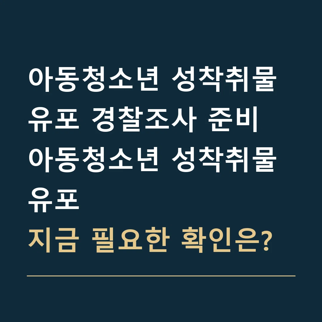 아동청소년 성착취물 유포 경찰조사 준비 · 아동청소년 성착취물 유포
지금 필요한 확인은?