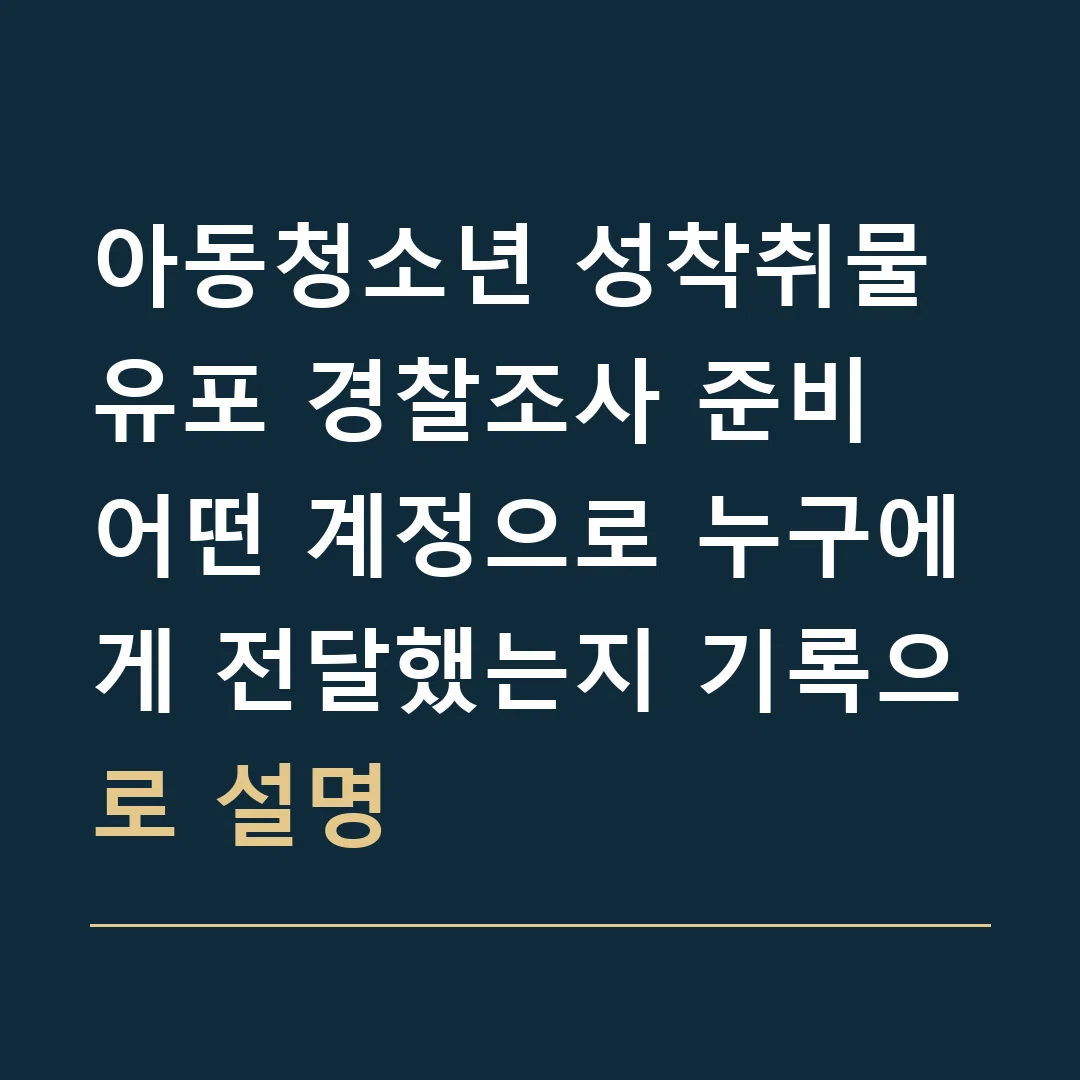 아동청소년 성착취물 유포 경찰조사 준비 · 어떤 계정으로 누구에게 전달했는지 기록으로 설명