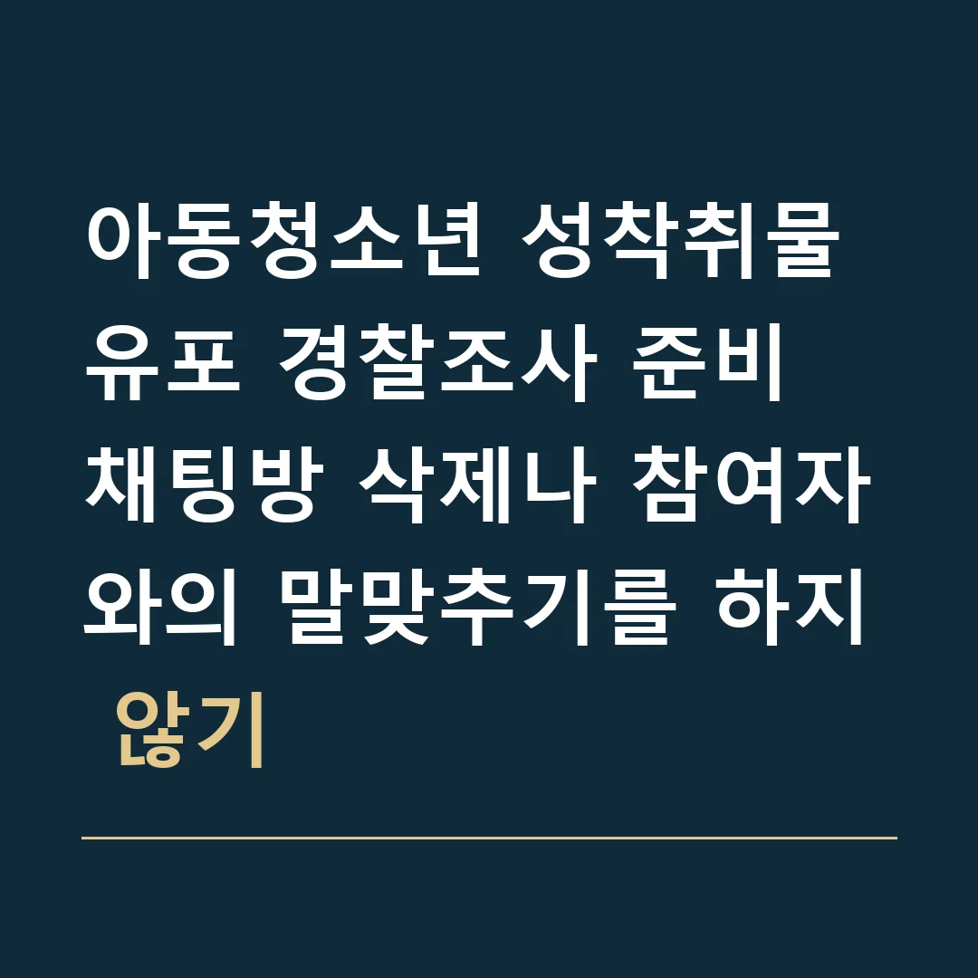 아동청소년 성착취물 유포 경찰조사 준비 · 채팅방 삭제나 참여자와의 말맞추기를 하지 않기