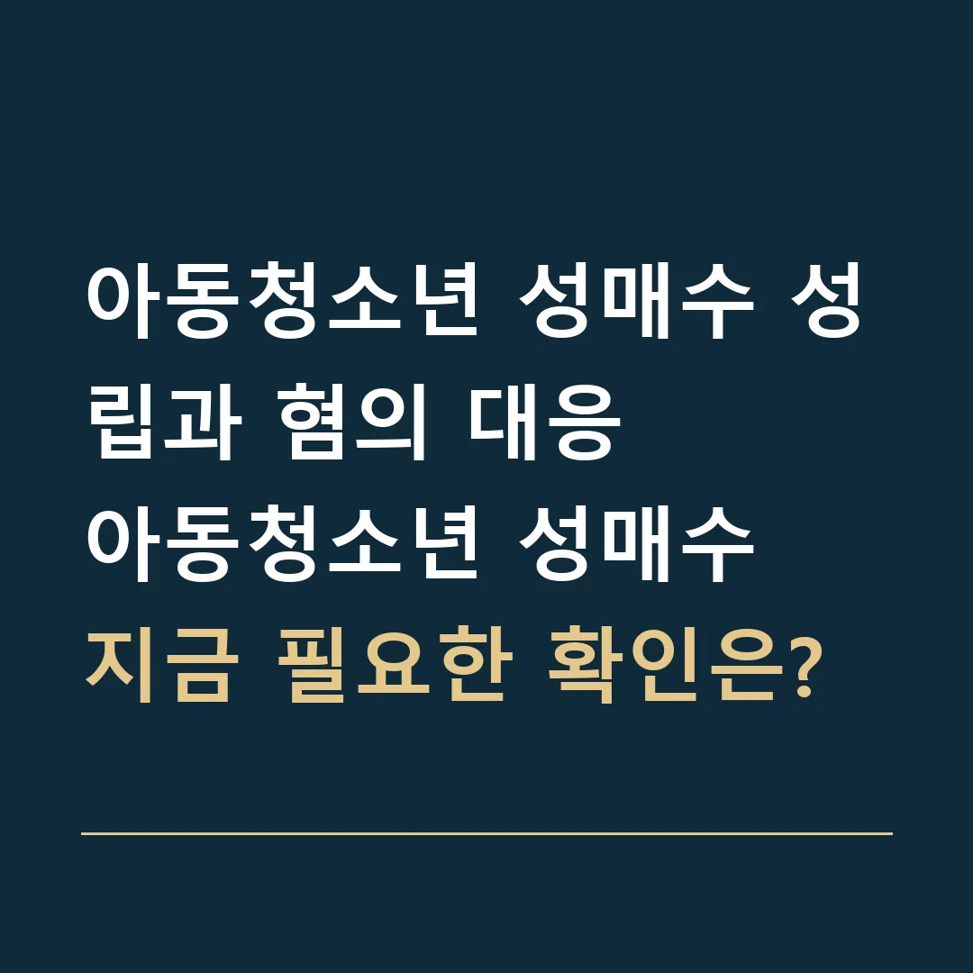 아동청소년 성매수 성립과 혐의 대응 · 아동청소년 성매수
지금 필요한 확인은?
