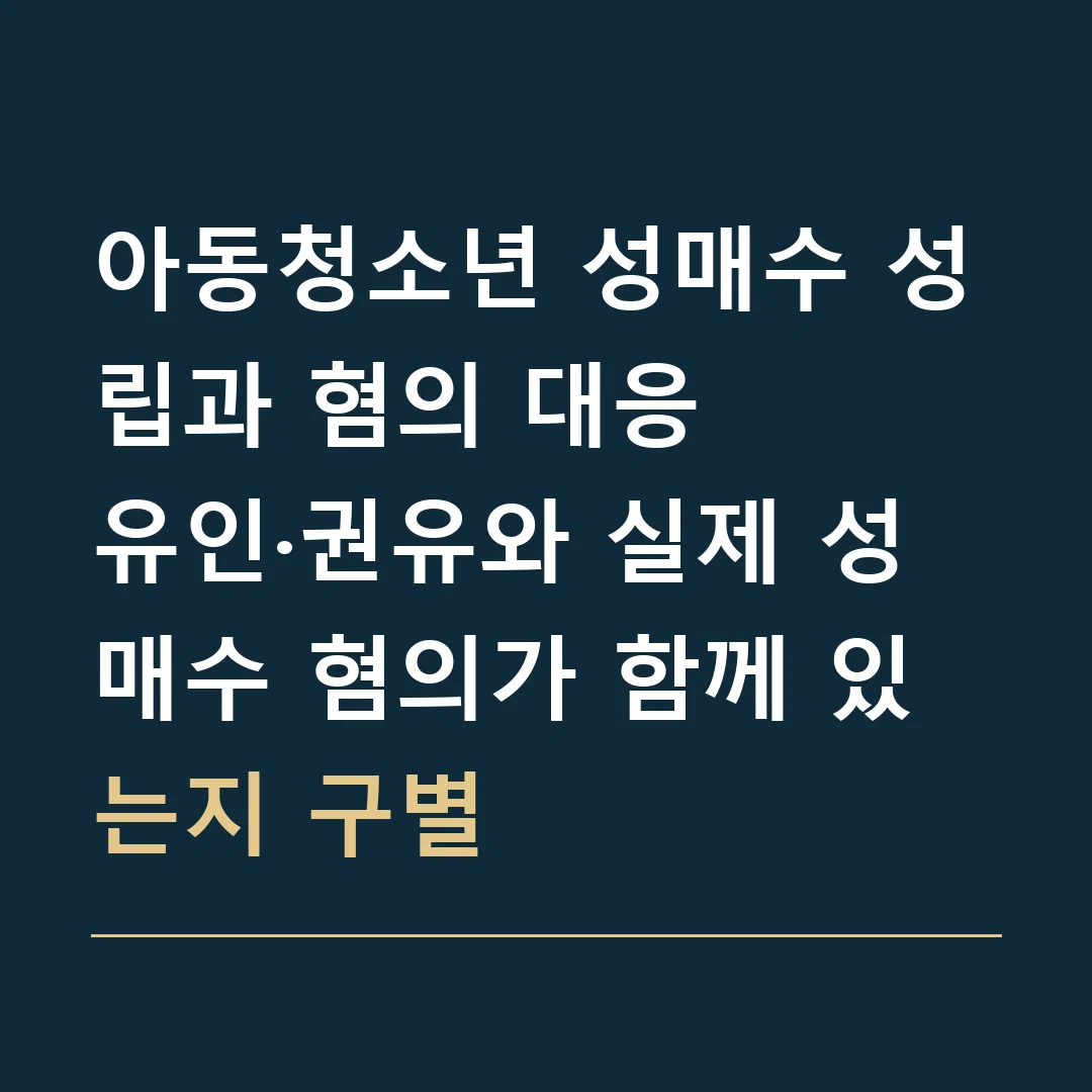 아동청소년 성매수 성립과 혐의 대응 · 유인·권유와 실제 성매수 혐의가 함께 있는지 구별