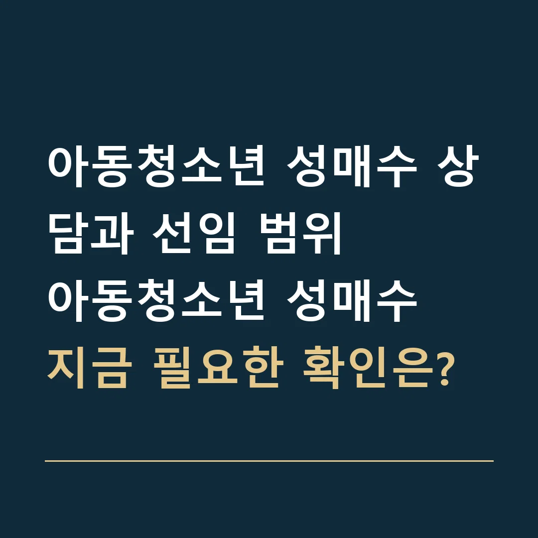 아동청소년 성매수 상담과 선임 범위 · 아동청소년 성매수
지금 필요한 확인은?