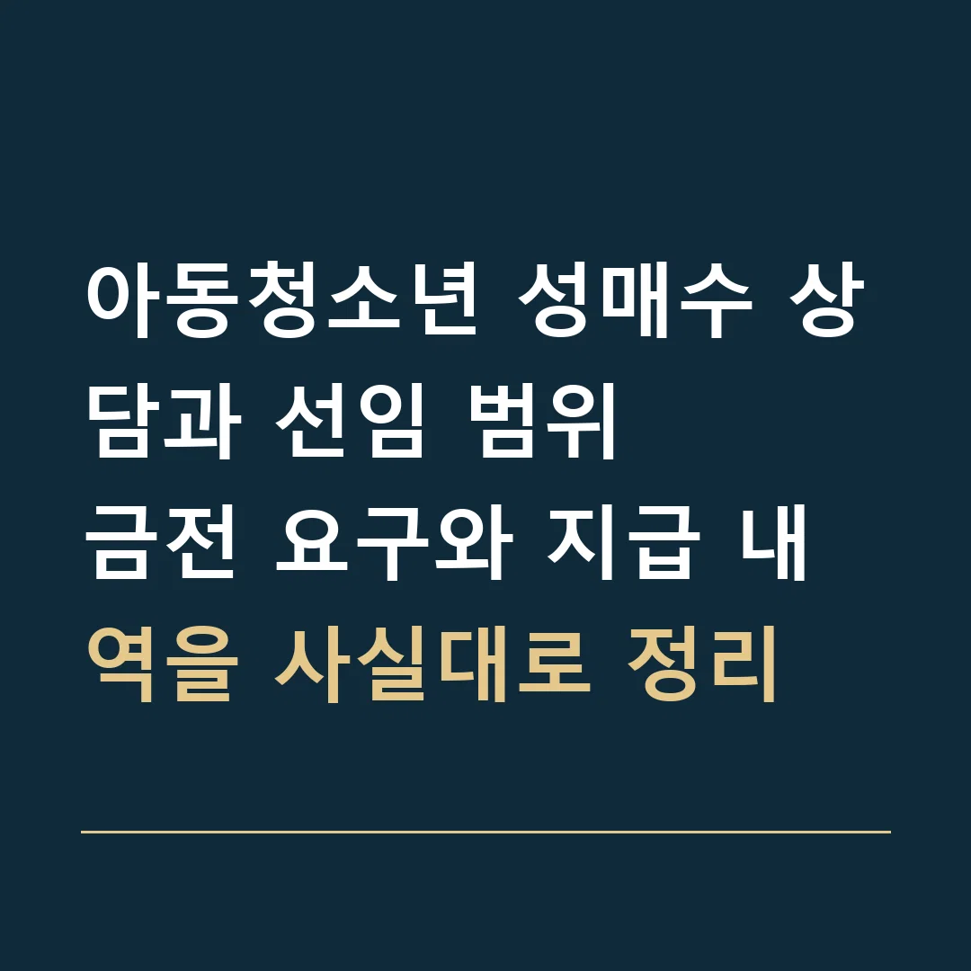 아동청소년 성매수 상담과 선임 범위 · 금전 요구와 지급 내역을 사실대로 정리