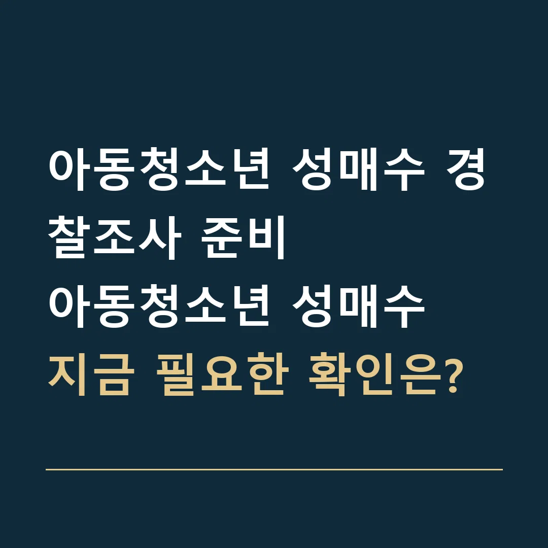아동청소년 성매수 경찰조사 준비 · 아동청소년 성매수
지금 필요한 확인은?