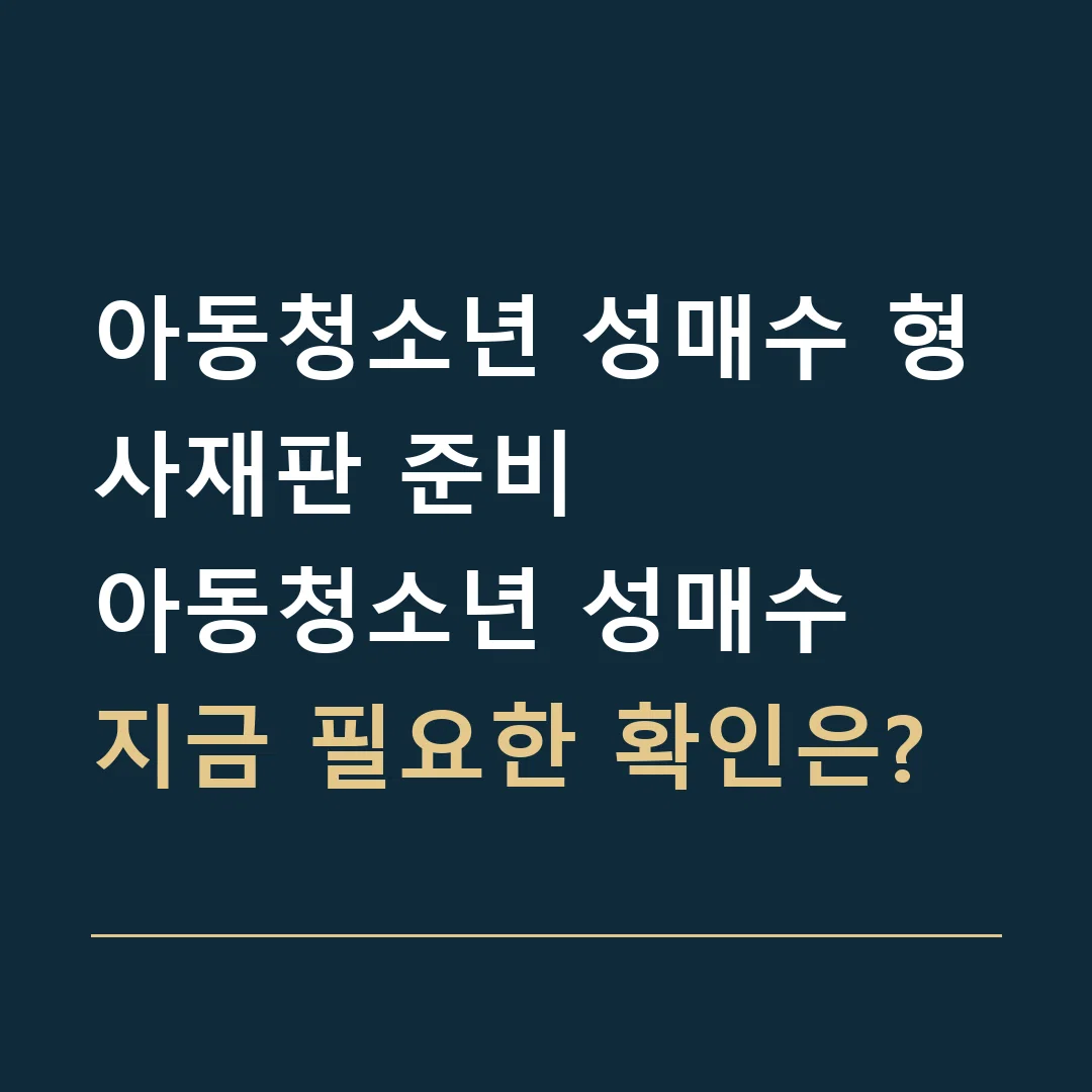 아동청소년 성매수 형사재판 준비 · 아동청소년 성매수
지금 필요한 확인은?