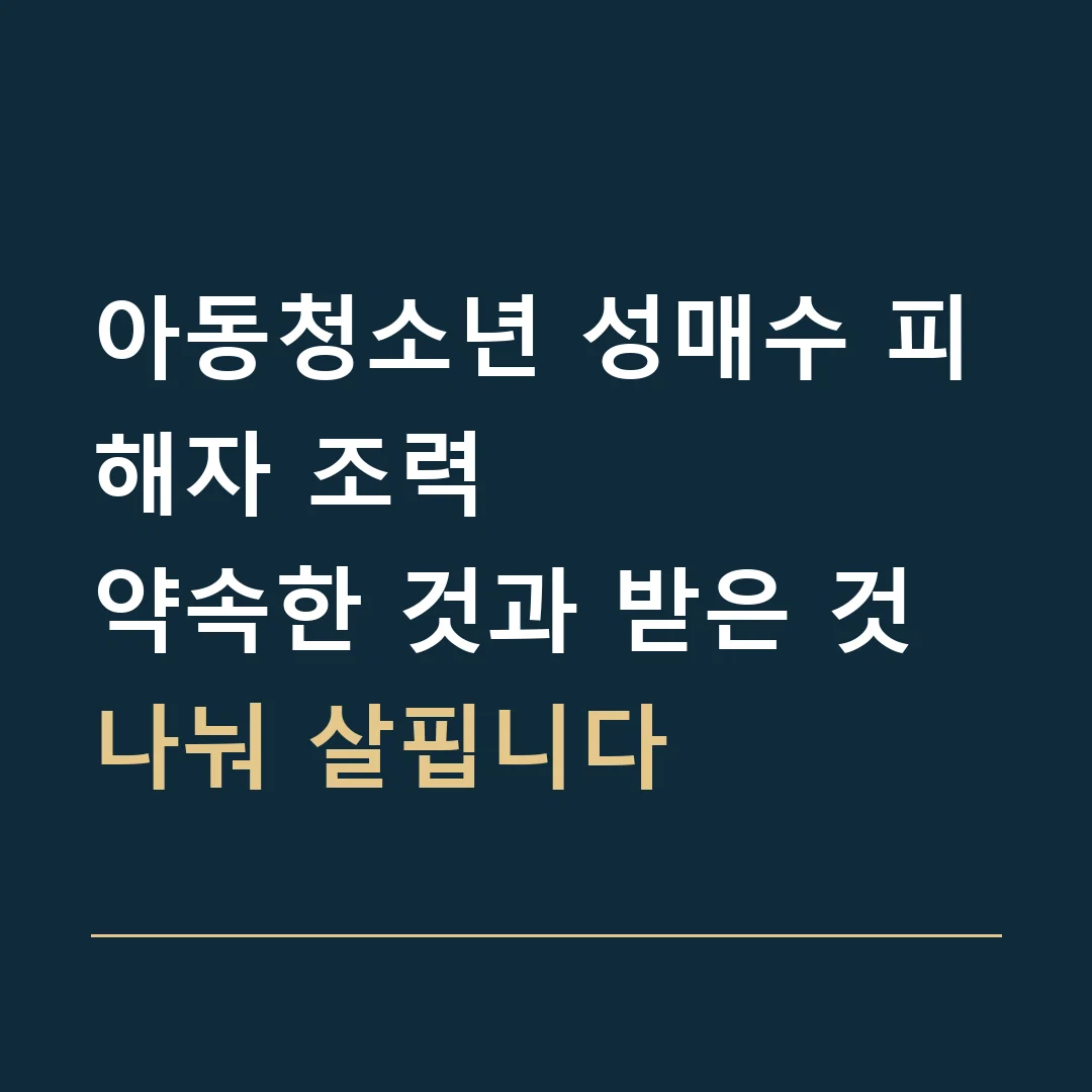 아동청소년 성매수 피해자 조력 · 약속한 것과 받은 것
나눠 살핍니다