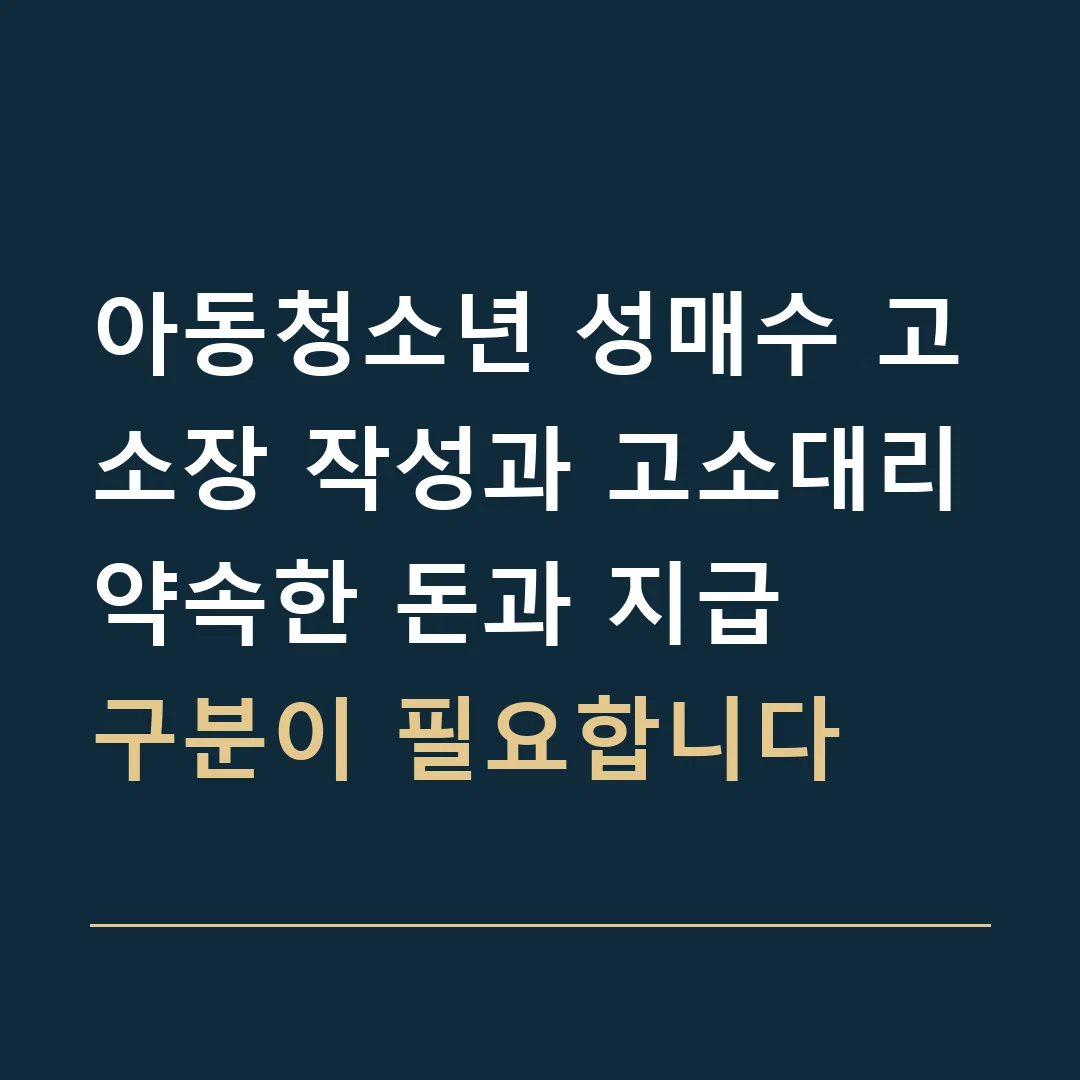 아동청소년 성매수 고소장 작성과 고소대리 · 약속한 돈과 지급
구분이 필요합니다