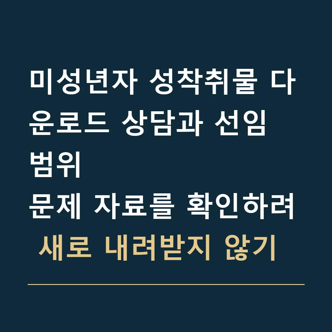 미성년자 성착취물 다운로드 상담과 선임 범위 · 문제 자료를 확인하려 새로 내려받지 않기
