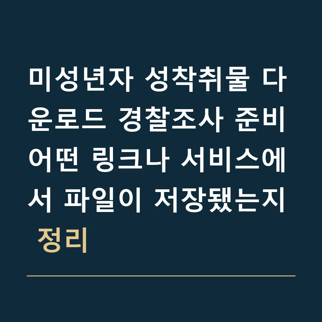 미성년자 성착취물 다운로드 경찰조사 준비 · 어떤 링크나 서비스에서 파일이 저장됐는지 정리