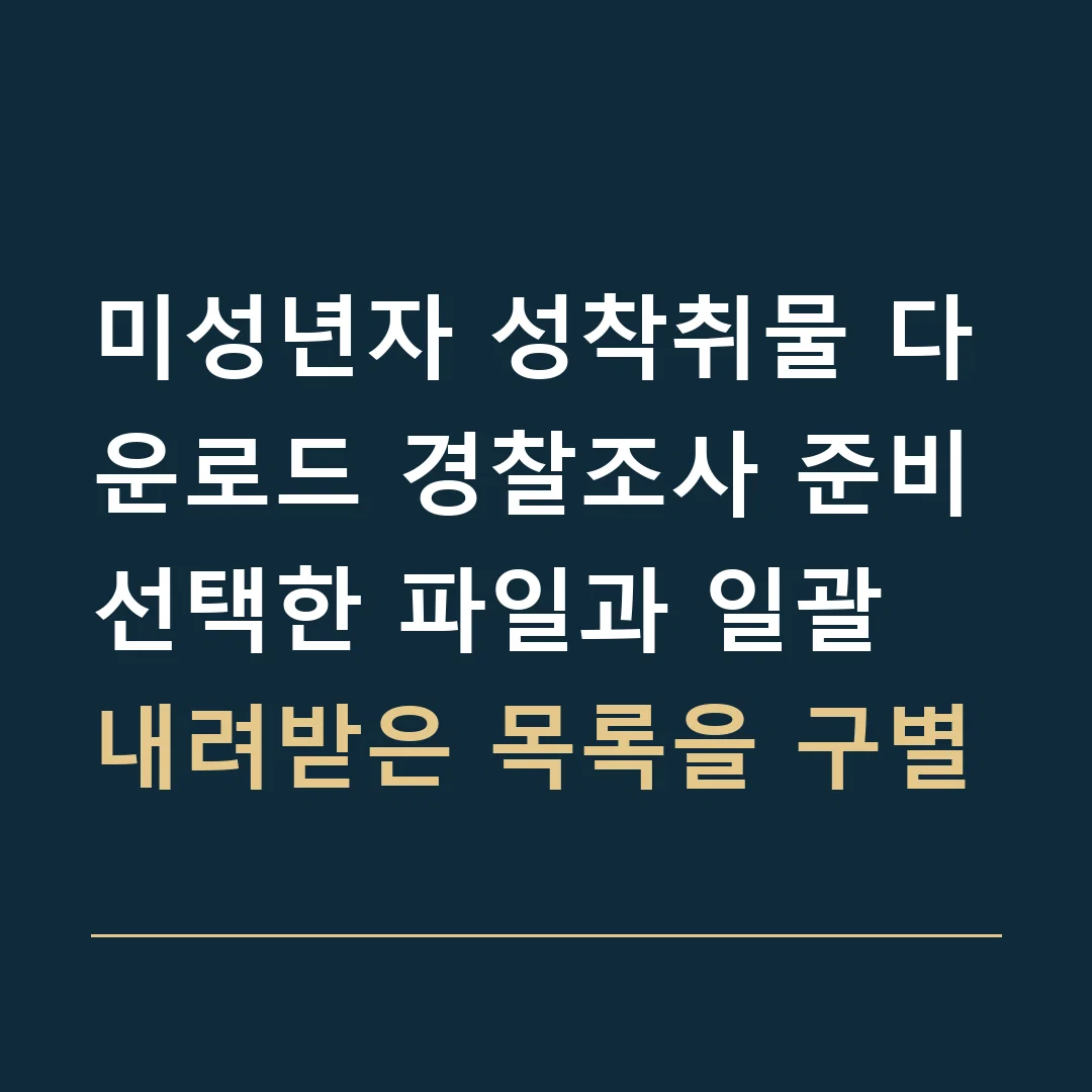 미성년자 성착취물 다운로드 경찰조사 준비 · 선택한 파일과 일괄 내려받은 목록을 구별