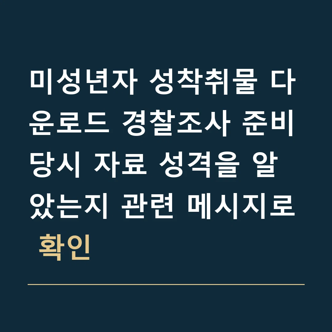 미성년자 성착취물 다운로드 경찰조사 준비 · 당시 자료 성격을 알았는지 관련 메시지로 확인