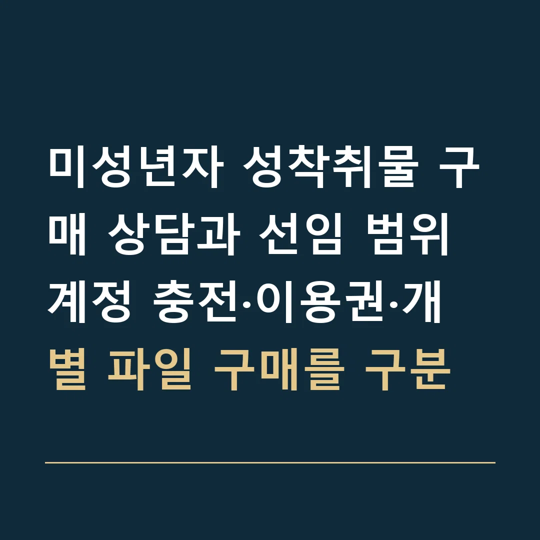 미성년자 성착취물 구매 상담과 선임 범위 · 계정 충전·이용권·개별 파일 구매를 구분