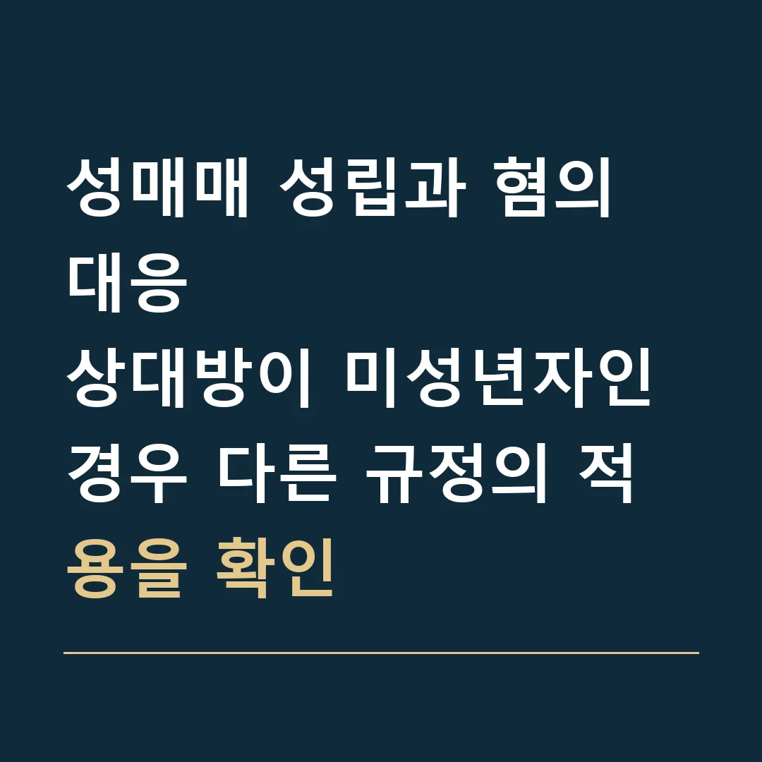 성매매 성립과 혐의 대응 · 상대방이 미성년자인 경우 다른 규정의 적용을 확인