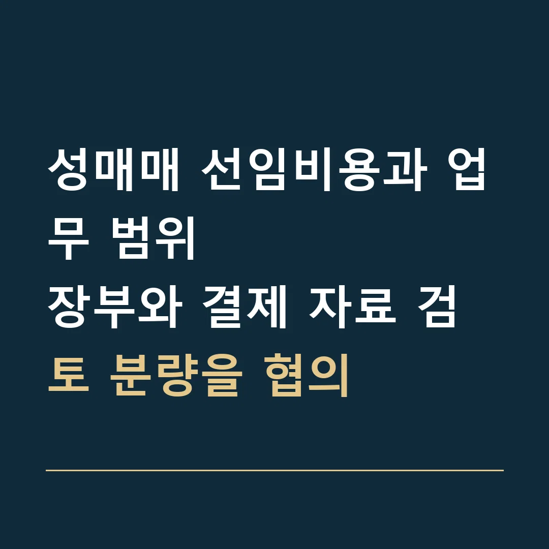 성매매 선임비용과 업무 범위 · 장부와 결제 자료 검토 분량을 협의