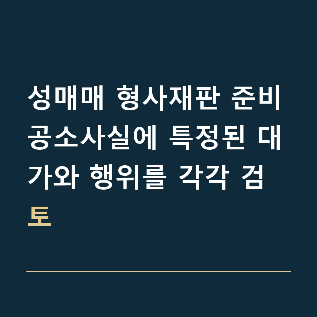 성매매 형사재판 준비 · 공소사실에 특정된 대가와 행위를 각각 검토