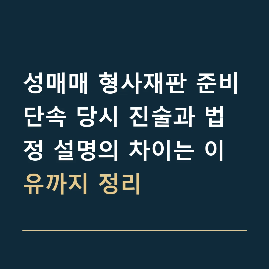 성매매 형사재판 준비 · 단속 당시 진술과 법정 설명의 차이는 이유까지 정리
