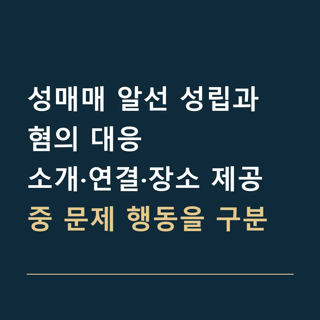 성매매 알선 성립과 혐의 대응 · 소개·연결·장소 제공 중 문제 행동을 구분