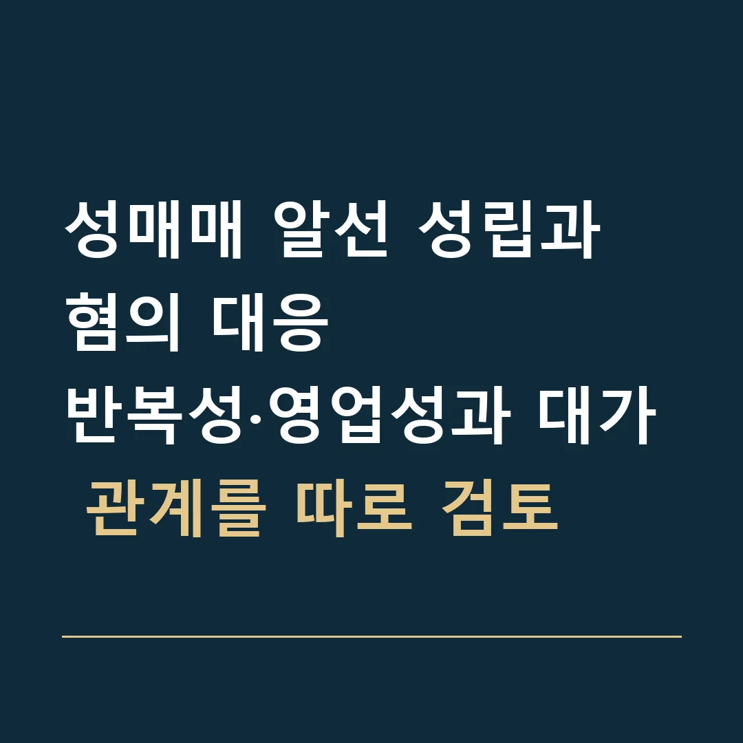 성매매 알선 성립과 혐의 대응 · 반복성·영업성과 대가 관계를 따로 검토