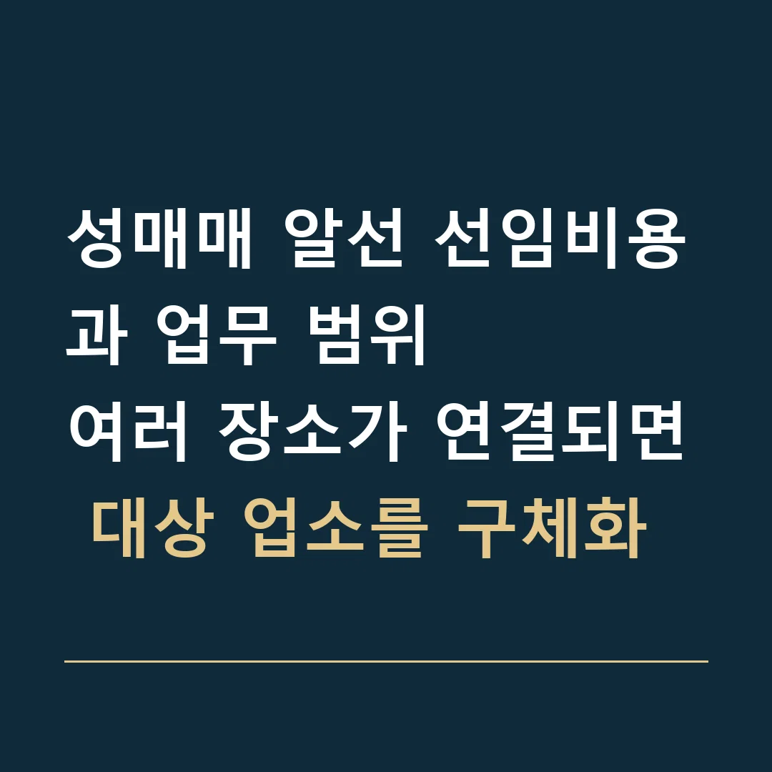 성매매 알선 선임비용과 업무 범위 · 여러 장소가 연결되면 대상 업소를 구체화