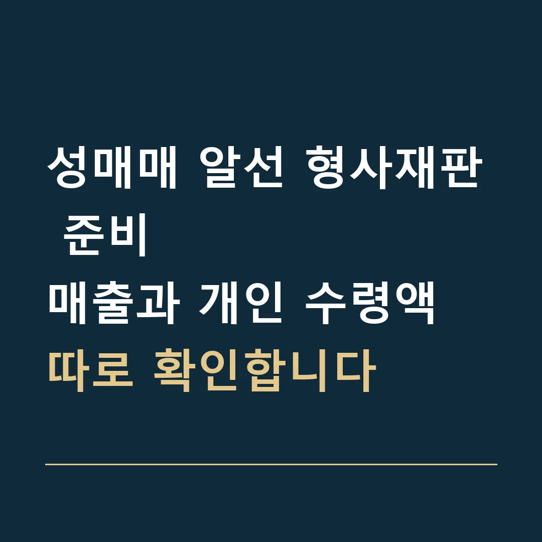 성매매 알선 형사재판 준비 · 매출과 개인 수령액
따로 확인합니다