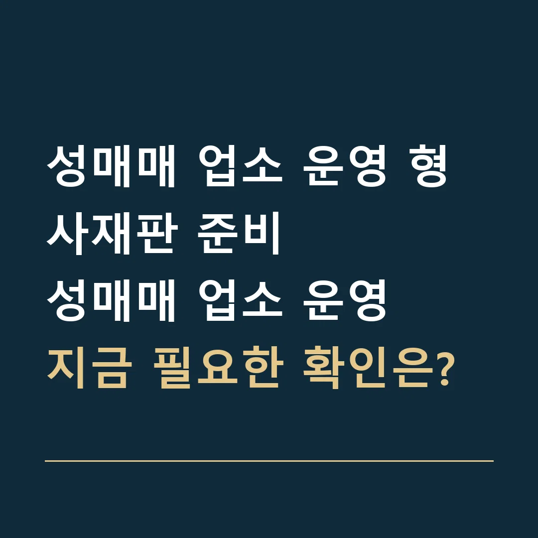 성매매 업소 운영 형사재판 준비 · 성매매 업소 운영
지금 필요한 확인은?