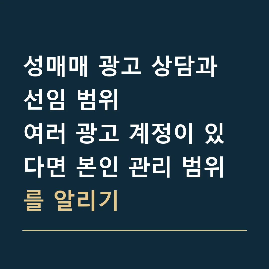 성매매 광고 상담과 선임 범위 · 여러 광고 계정이 있다면 본인 관리 범위를 알리기