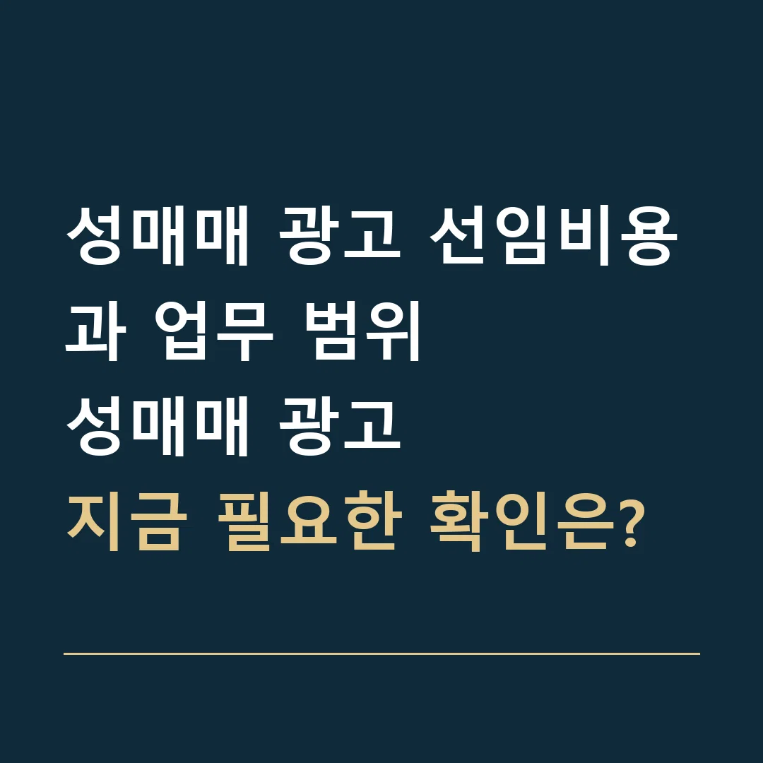 성매매 광고 선임비용과 업무 범위 · 성매매 광고
지금 필요한 확인은?