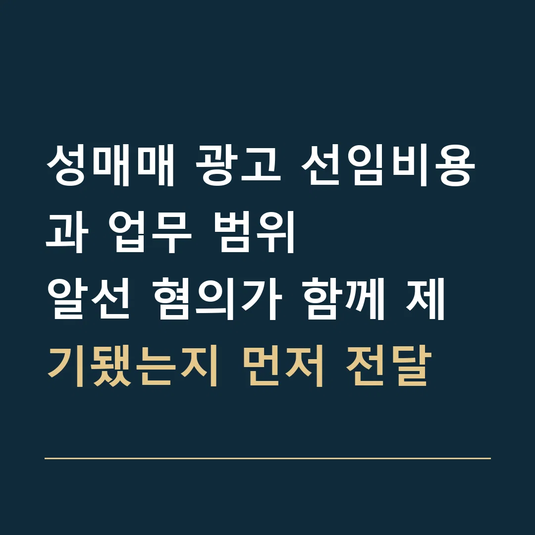 성매매 광고 선임비용과 업무 범위 · 알선 혐의가 함께 제기됐는지 먼저 전달