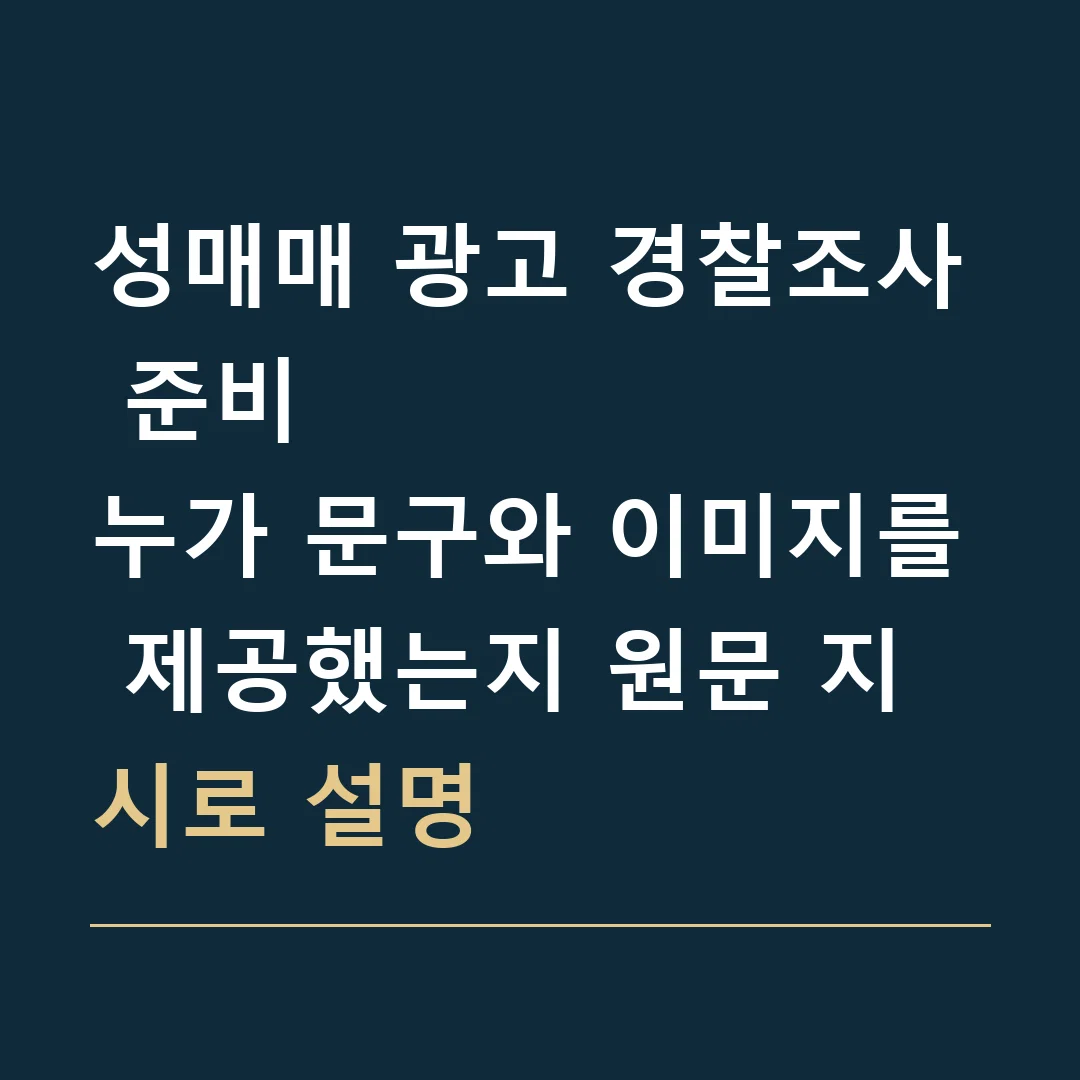 성매매 광고 경찰조사 준비 · 누가 문구와 이미지를 제공했는지 원문 지시로 설명