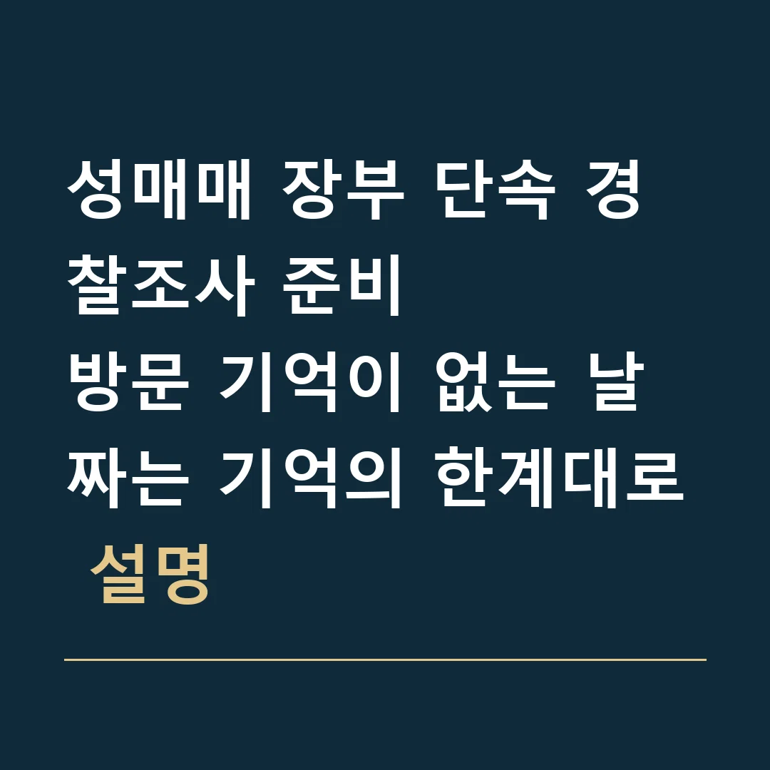 성매매 장부 단속 경찰조사 준비 · 방문 기억이 없는 날짜는 기억의 한계대로 설명