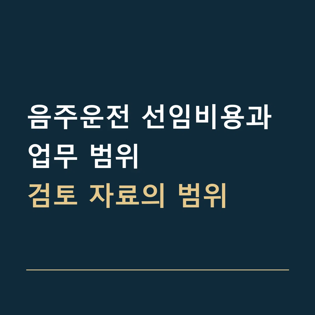 음주운전 선임비용과 업무 범위 · 검토 자료의 범위