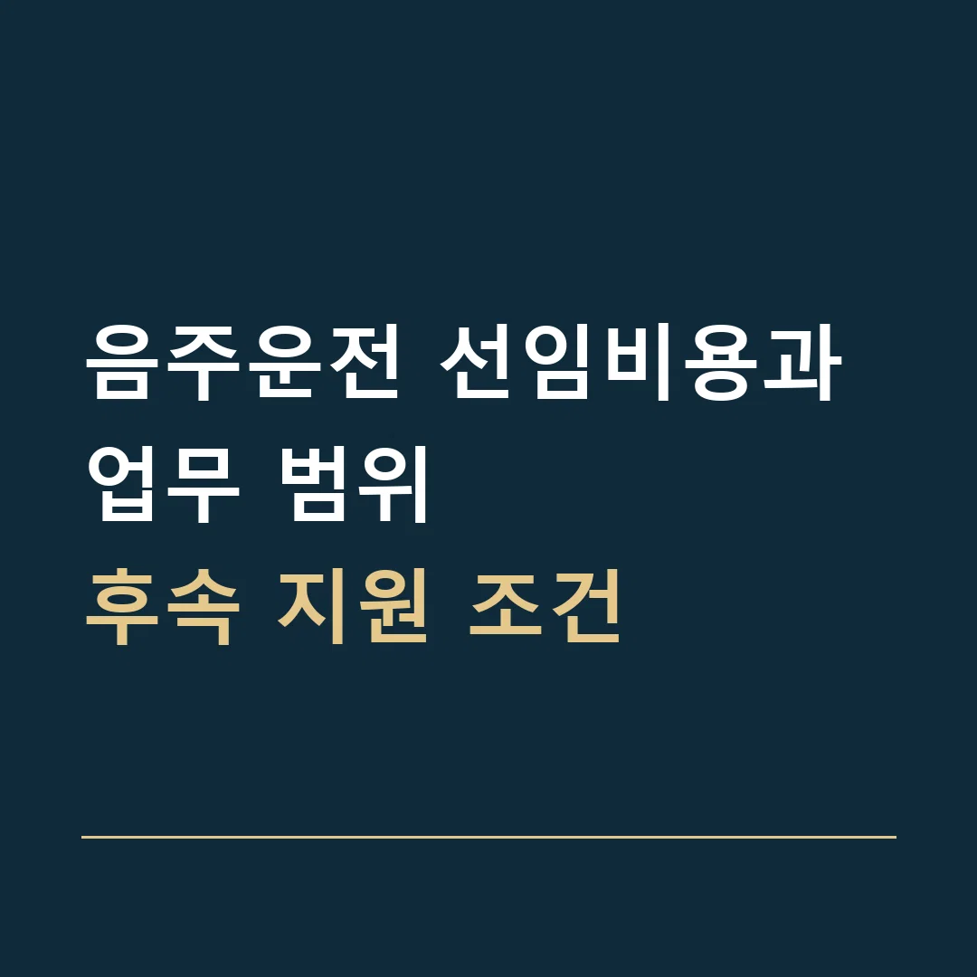 음주운전 선임비용과 업무 범위 · 후속 지원 조건