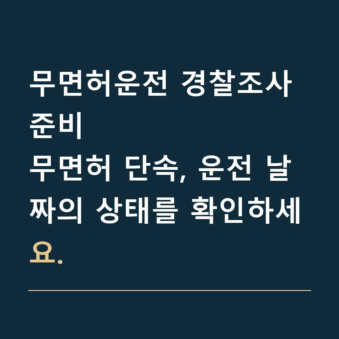 무면허운전 경찰조사 준비 · 무면허 단속, 운전 날짜의 상태를 확인하세요.