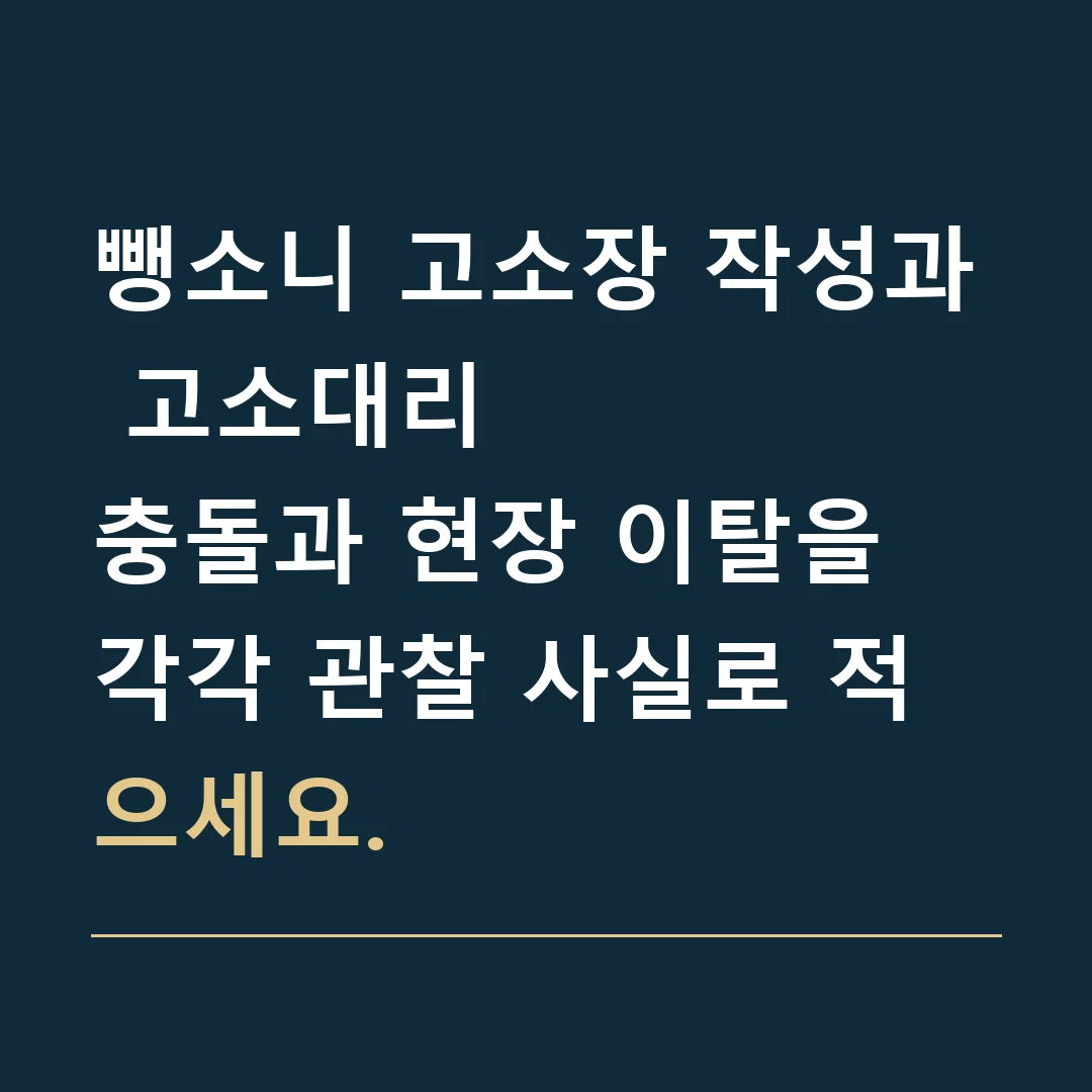 뺑소니 고소장 작성과 고소대리 · 충돌과 현장 이탈을 각각 관찰 사실로 적으세요.