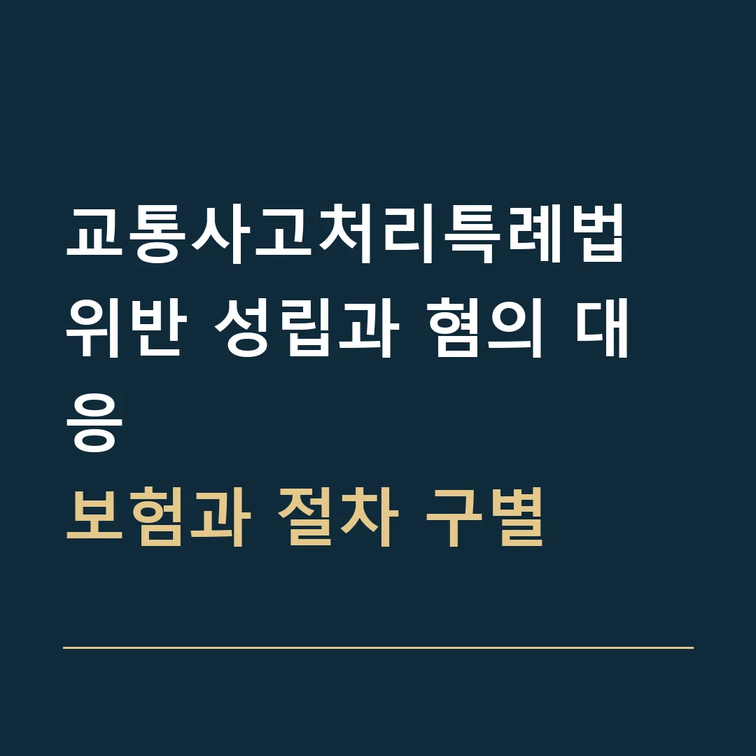 교통사고처리특례법 위반 성립과 혐의 대응 · 보험과 절차 구별