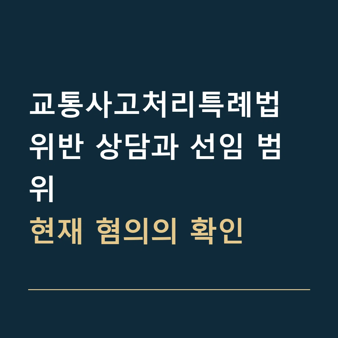교통사고처리특례법 위반 상담과 선임 범위 · 현재 혐의의 확인