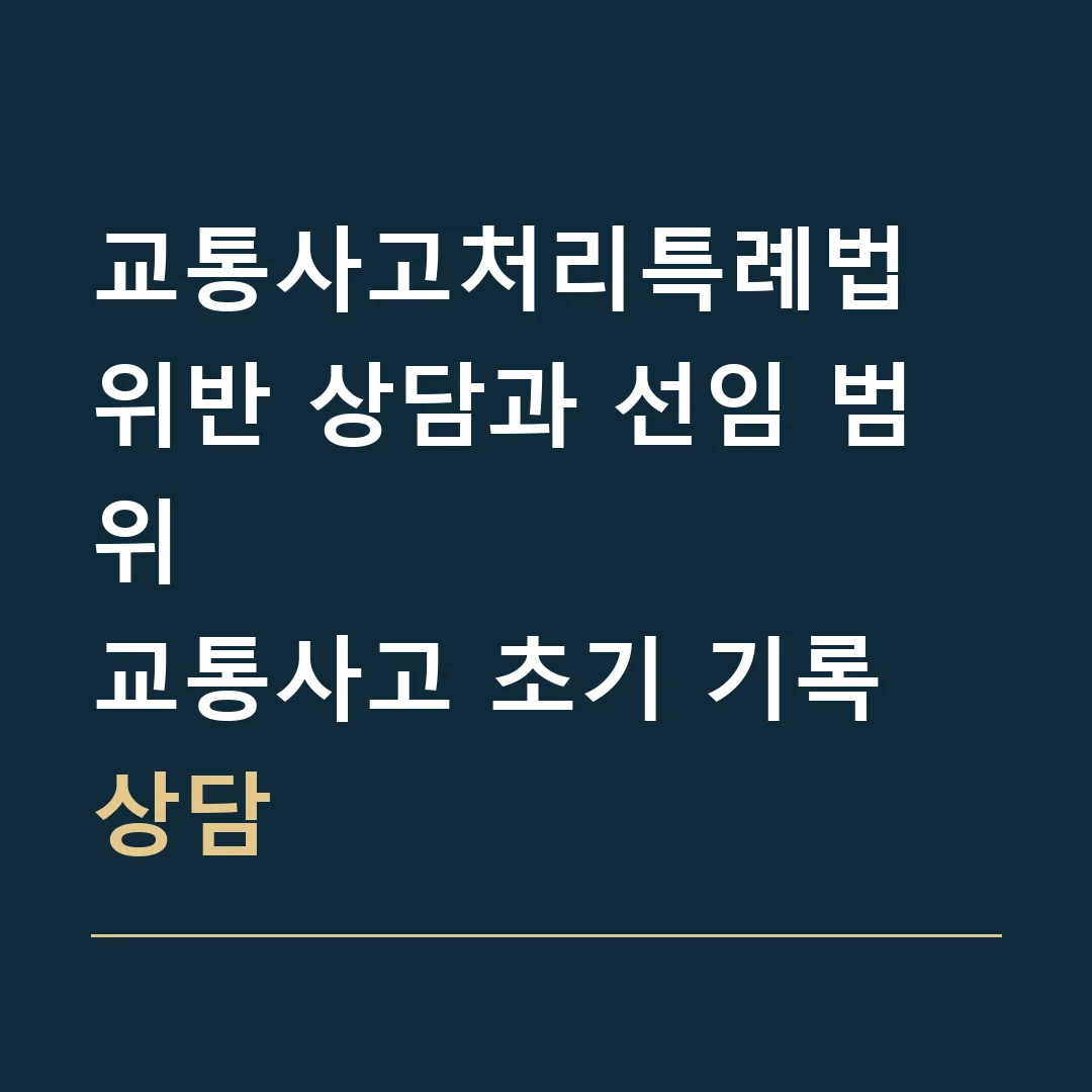 교통사고처리특례법 위반 상담과 선임 범위 · 교통사고 초기 기록 상담