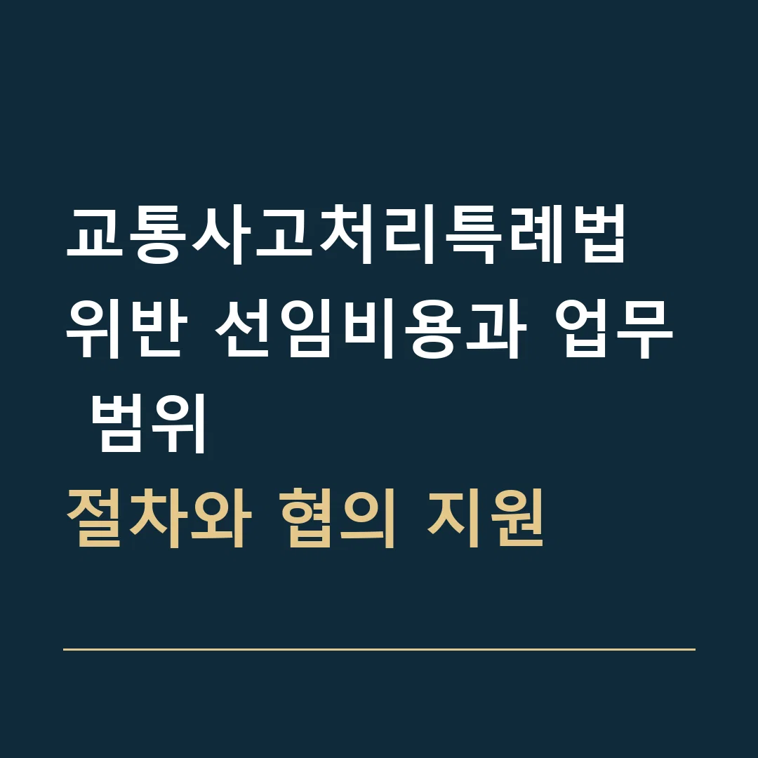 교통사고처리특례법 위반 선임비용과 업무 범위 · 절차와 협의 지원