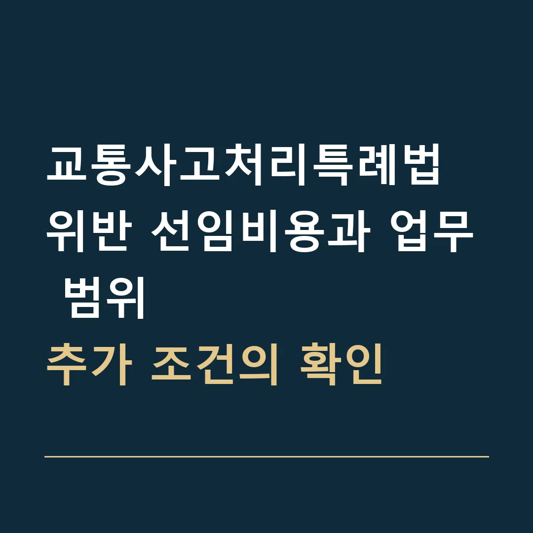 교통사고처리특례법 위반 선임비용과 업무 범위 · 추가 조건의 확인