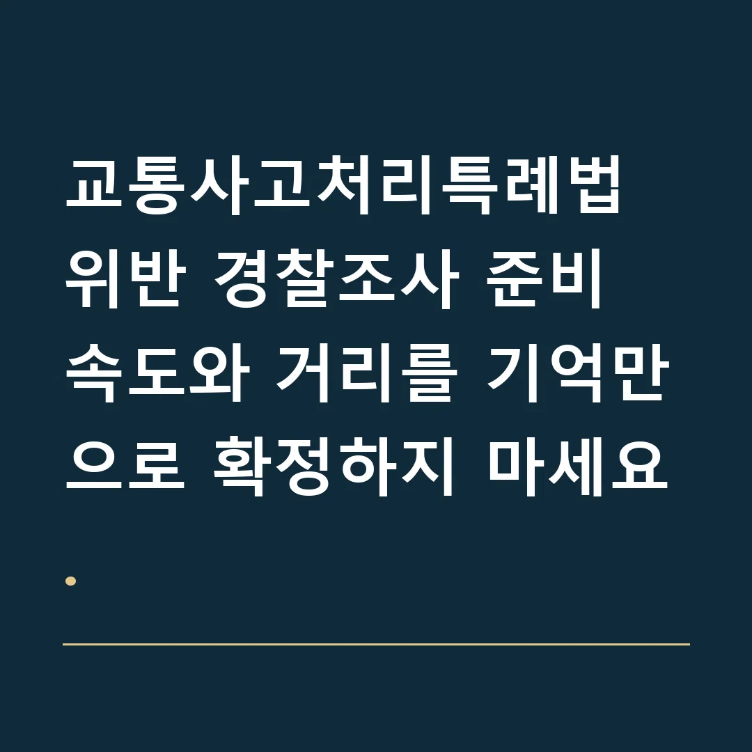 교통사고처리특례법 위반 경찰조사 준비 · 속도와 거리를 기억만으로 확정하지 마세요.