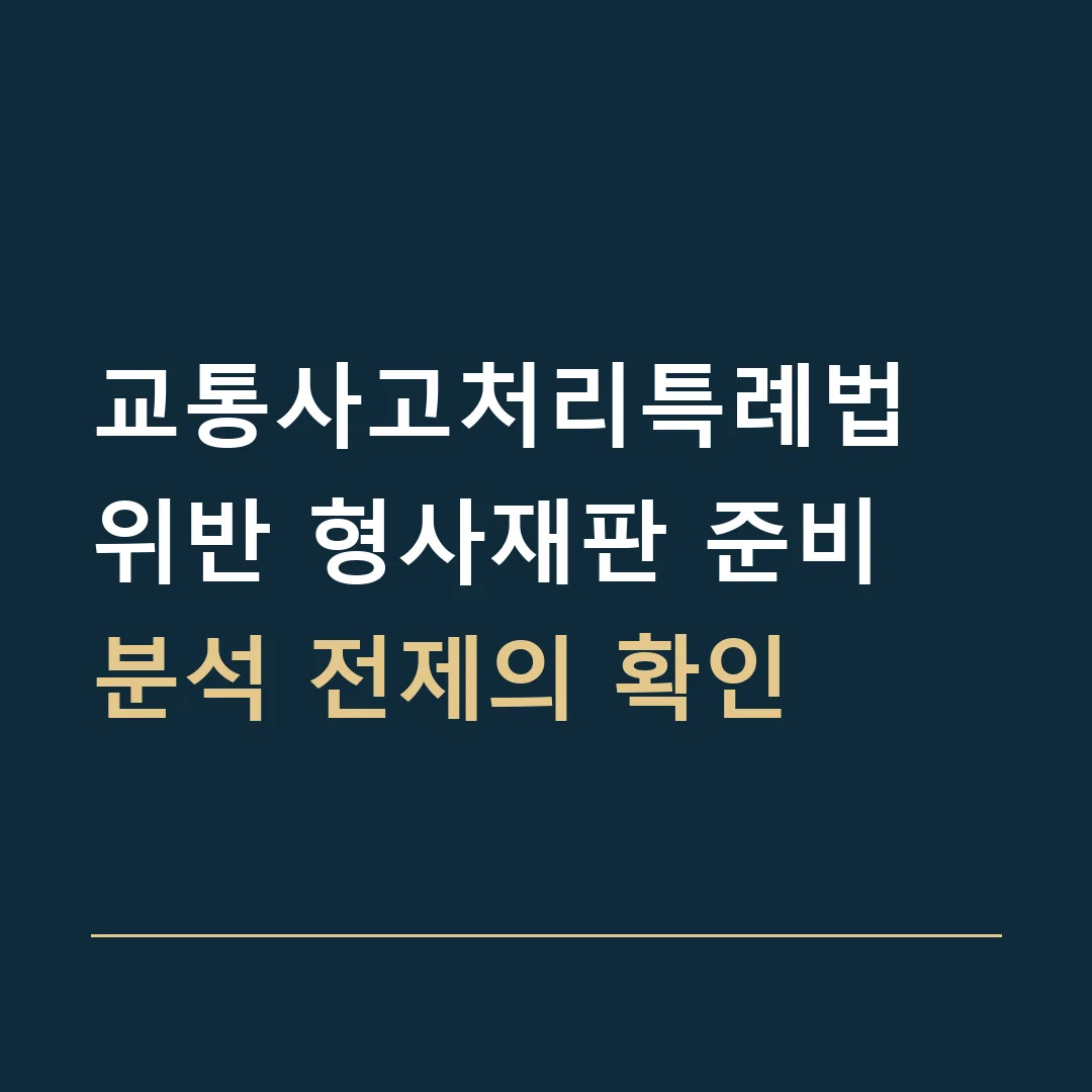 교통사고처리특례법 위반 형사재판 준비 · 분석 전제의 확인