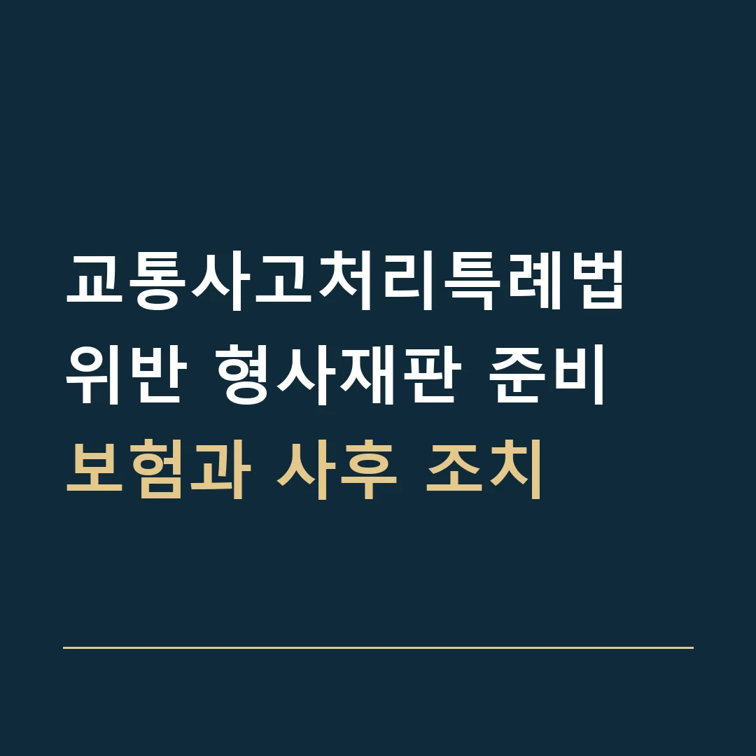 교통사고처리특례법 위반 형사재판 준비 · 보험과 사후 조치