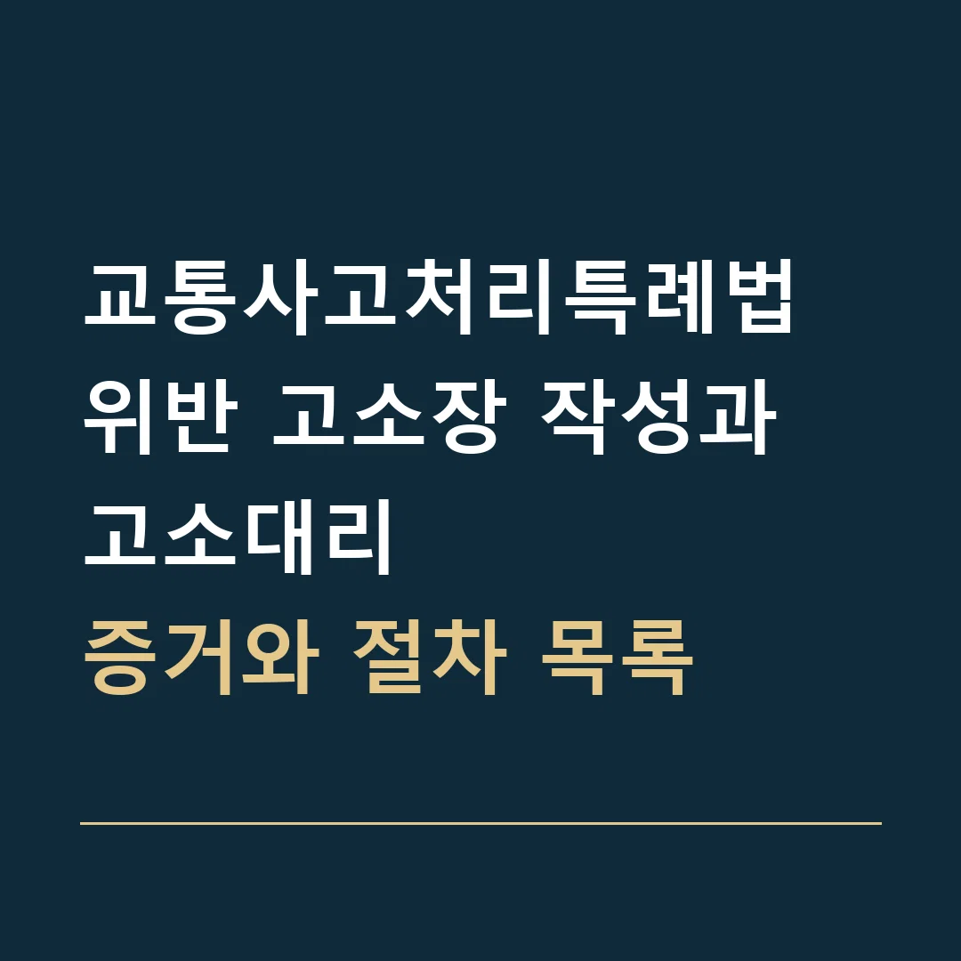 교통사고처리특례법 위반 고소장 작성과 고소대리 · 증거와 절차 목록