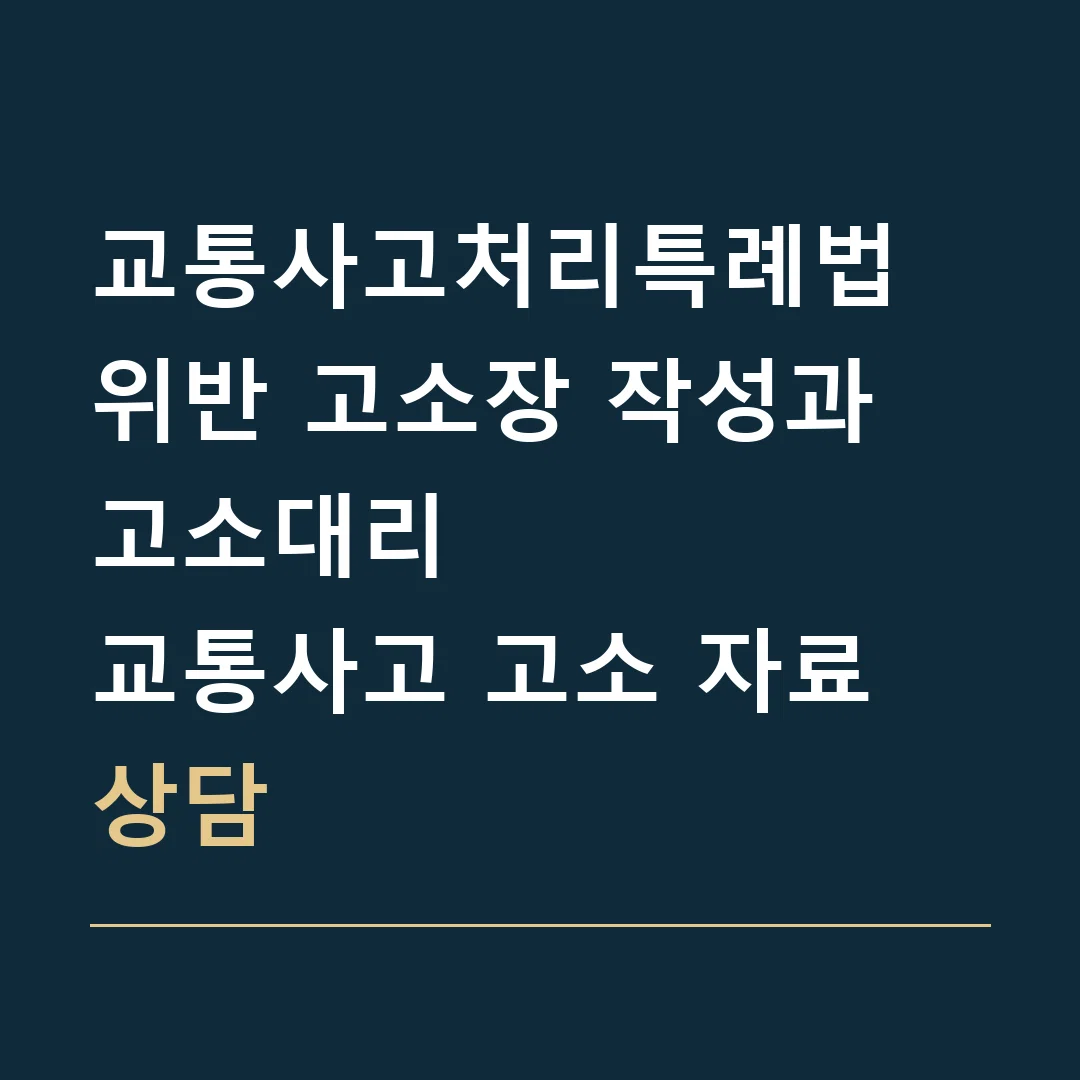 교통사고처리특례법 위반 고소장 작성과 고소대리 · 교통사고 고소 자료 상담